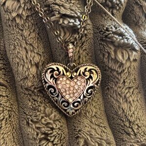 Brighton Sweet Memory XOXO Heart Pendant Necklace with Rhinestones Adjustable 💕